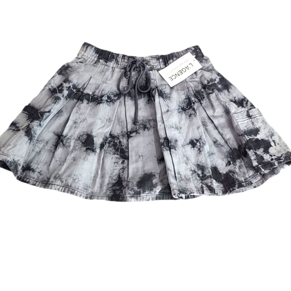 L'AGENCE Tie‎ Dye Pleated Mini Gray Skirt XS